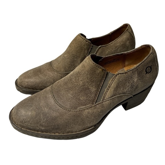 Born bootie shoes taupe‎ distressed leather size 7 like new brown grayish color - Picture 1 of 4